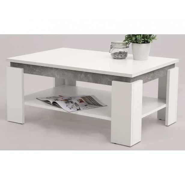 Konferenční stolek Tim, bílý/šedý beton