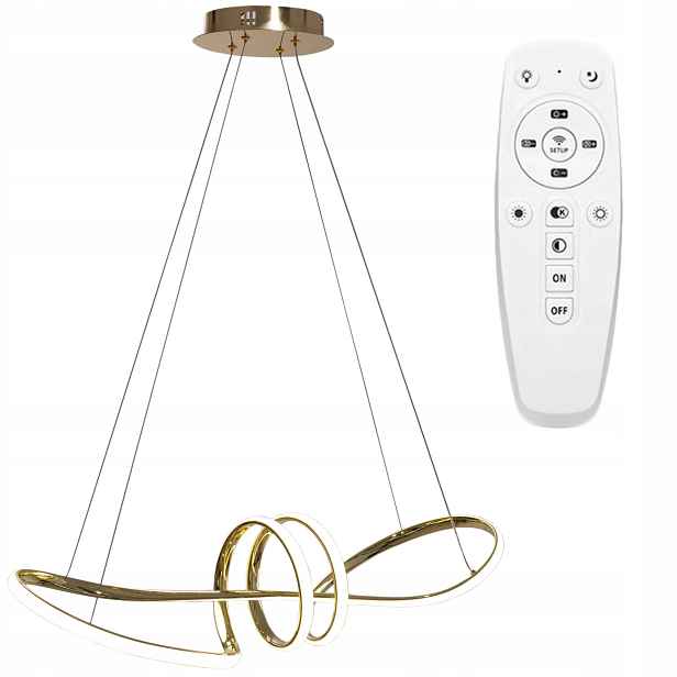 Stropní závěsné Led svítidlo moderní zlatá spirála do obývacího pokoje Dálkový Ovladač