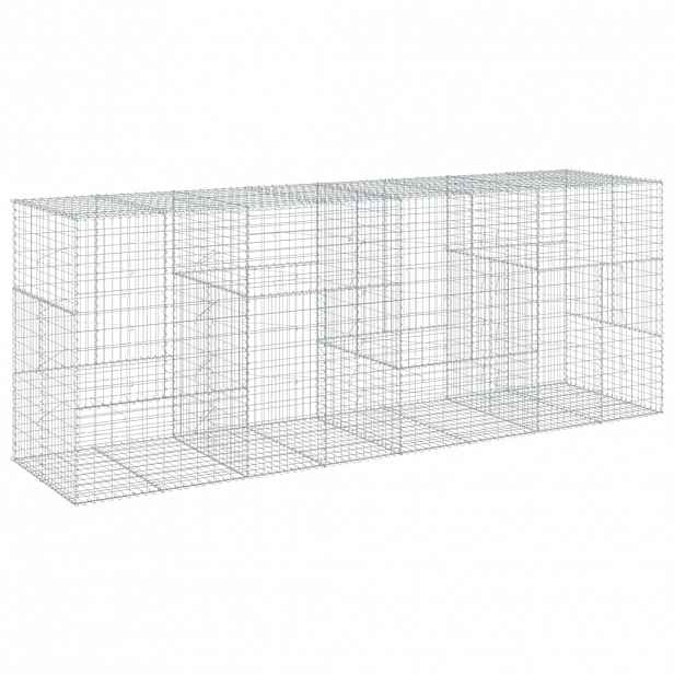 vidaXL Gabionový koš s víkem 400 x 100 x 150 cm pozinkované železo