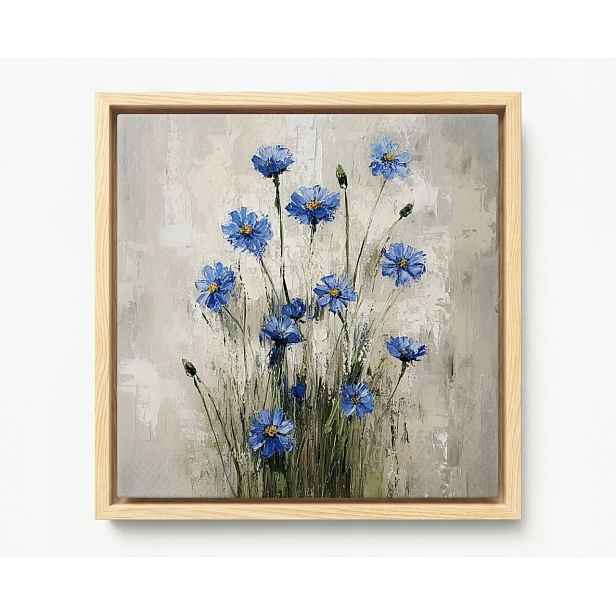 Obraz Rám Americký Box Příroda Rostliny Zahrada Louka Modré Květiny 60x60
