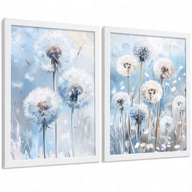 Nacnic PLAKAT Sada 2 Sweet Blue 2 A4 Bílý rám