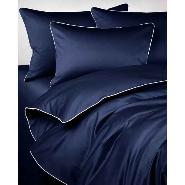 Povlečení saténové navy blue s bílým lemováním 180x200 Maro Home
