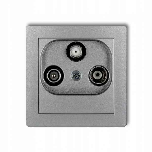 Stříbrná zásuvka Rtv-sat koncová 7DGST Deco Karlik