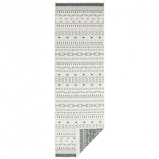 Zeleno-krémový venkovní koberec Bougari Kuba, 80 x 250 cm