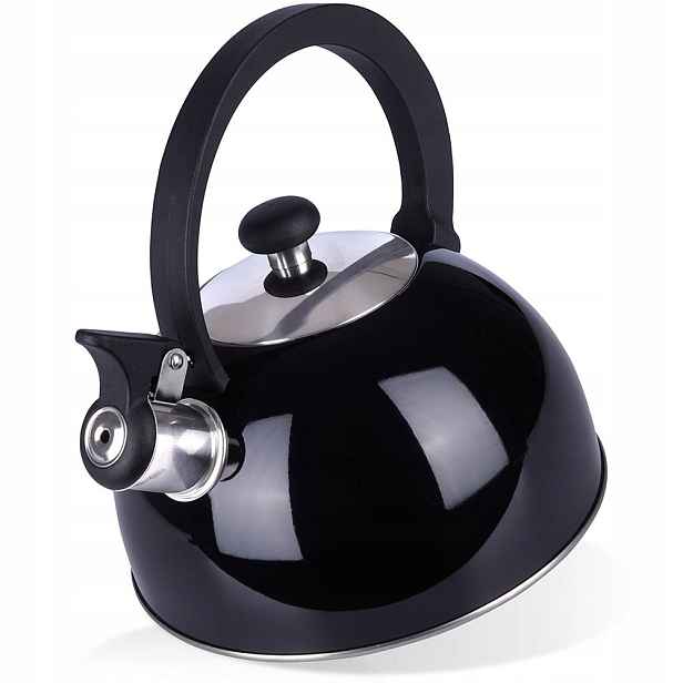 Konvice s píšťalkou ocelová, černá, 1,5 l