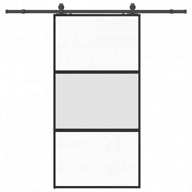vidaXL Posuvné dveře se sadou kování černé 102,5x205 cm Tvrzené sklo