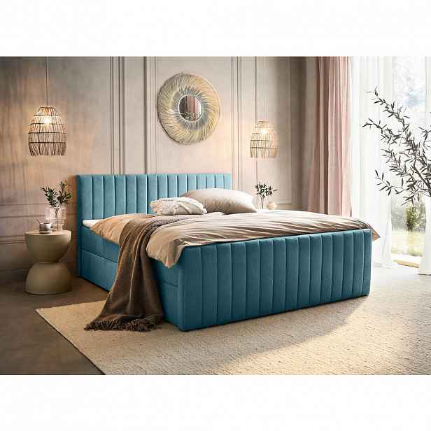 Boxxx AMERICKÁ POSTEL, 160/200 cm, světle modrá