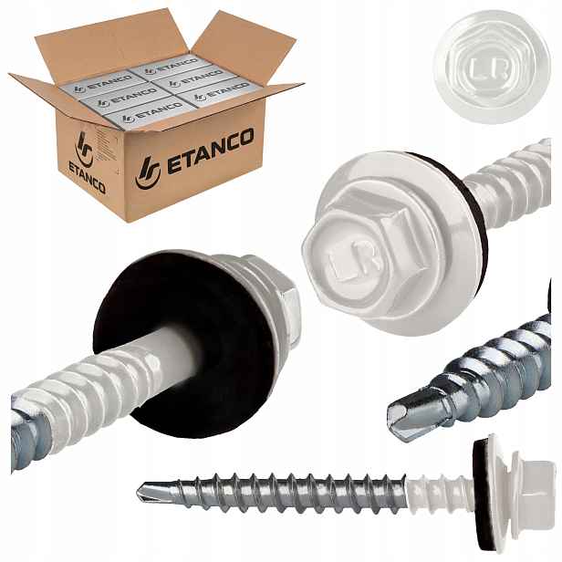 Farmářské vruty 4,8x50 mm Ral 9010 600 ks plechových vrutů Etanco GTF2 Z14