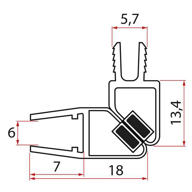 Gelco Set magnetických těsnění 45° pro sklo 6mm a profil, 1900mm (2ks)