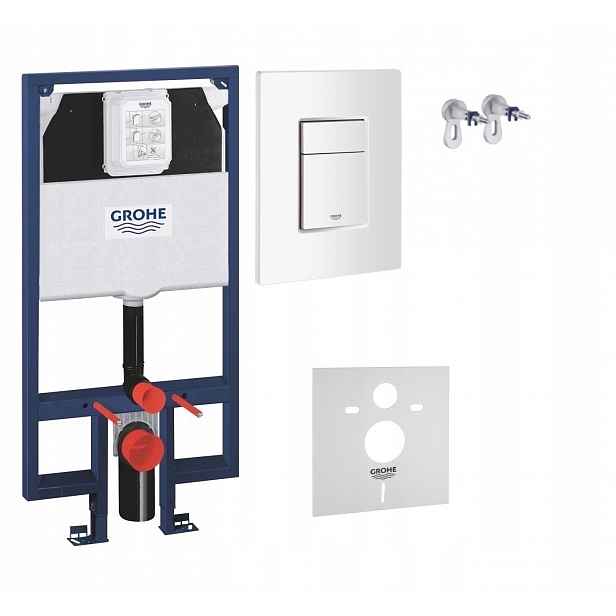 Kompletní podomítkový Wc set 5v1 – stojan Grohe Slim tlačítko bílé