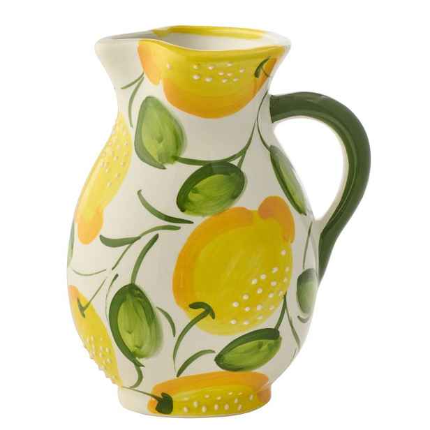 Ručně malovaný keramický džbán s citróny Lemon Pit - 17*17*21 cm / 850 ml J-Line by Jolipa