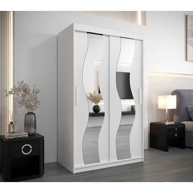 Šatní skříň se zrcadly MARGIT - šířka 120 cm, bílá
