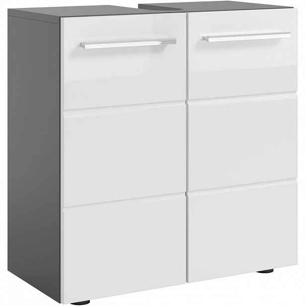 Xora SKŘÍŇKA POD UMYVADLO, vysoce lesklá bílá, antracitová, 60/62/31 cm
