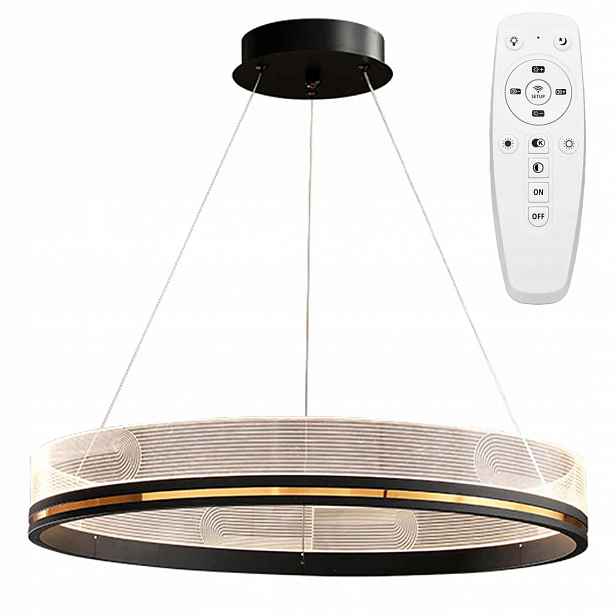 Závěsná Stropní Led Lampa S Dálkovým Ovládáním Kovová Černozlatá Moderní 60 cm