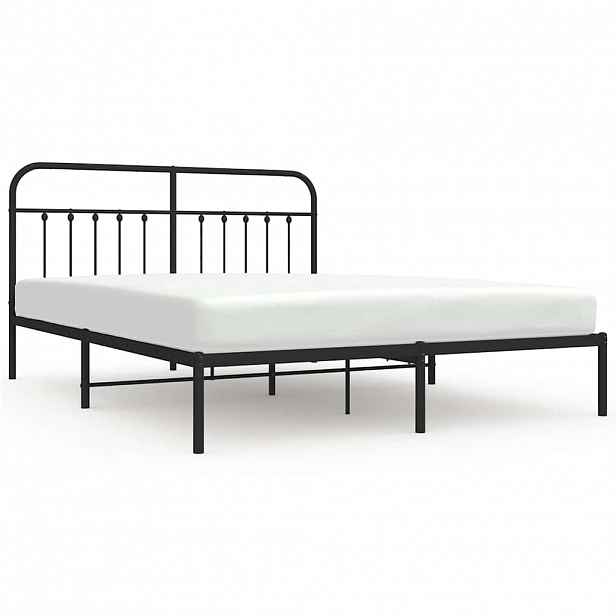 vidaXL Kovový rám postele s čelem černý 183 x 213 cm