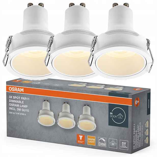 3x Stropní Led svítidlo Kulaté Stropní Svítidlo GU10 3W 200lm 2700K Stmívatelné