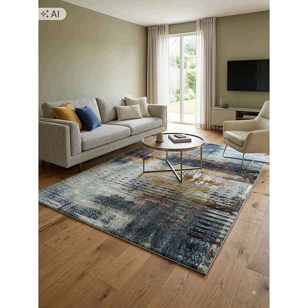 Koberec do obývacího pokoje 160 x 230 cm, vícebarevný, měkký vlas, plyšový