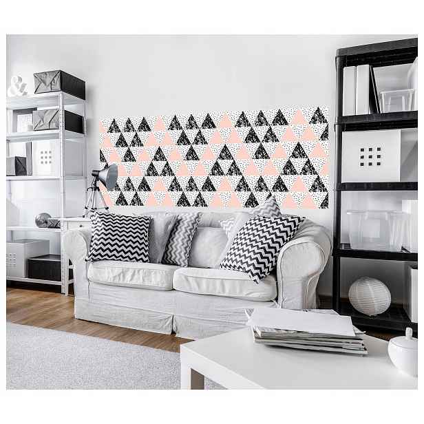 Fototapeta Geometrické trojúhelníky růžovo-černé abstrakce 250x104 lepidlo