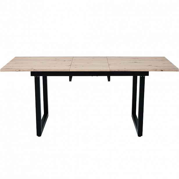OKWISH JÍDELNÍ stůl 140/180/80/75 cm černý a v dekoru dubu z MDF a kovu rozkládací