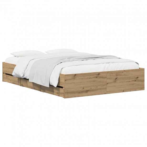 vidaXL Rám postele s úložným prostorem Dub artisan 140 x 190 cm