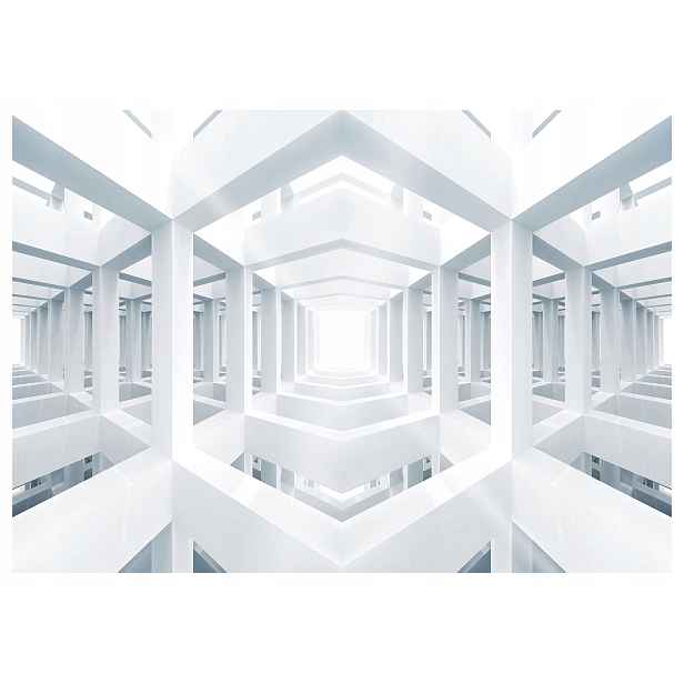Vliesová fototapeta Bílá perspektiva Geometrie světla 250x175 lepidlo