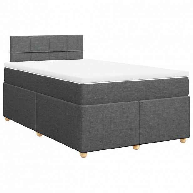 vidaXL Box spring postel s matrací tmavě šedá 120x200 cm textil