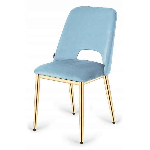 Čalouněná židle Goti Light Blue Velvet Gold Lugano