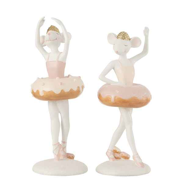 Set 2ks kouzelné Myšky-Baleríny s Donutem - 8*8*20 cm J-Line by Jolipa