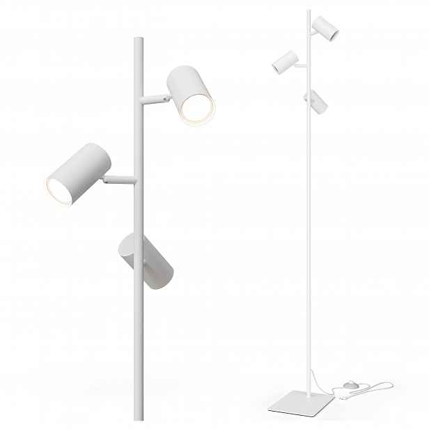 Stojací Podlahová Led Lampa 3X GU10 Lampička na čtení Vypínač Bílá