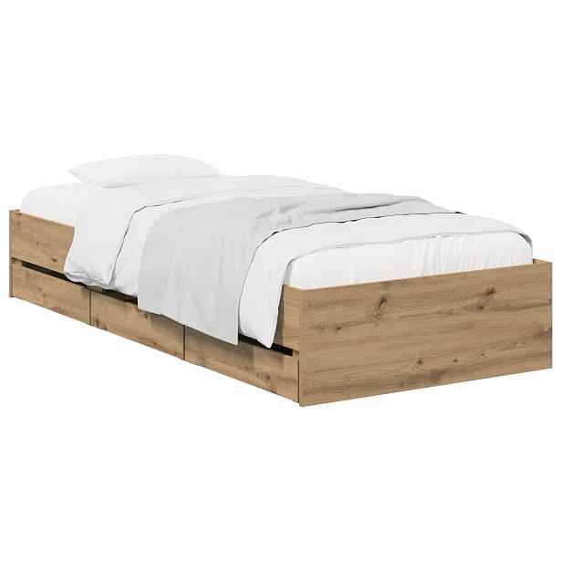 vidaXL Rám postele s úložným prostorem Dub artisan 90 x 200 cm