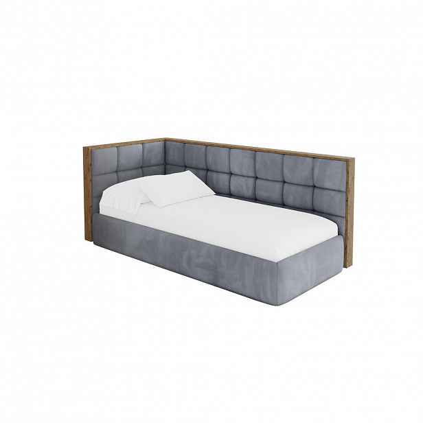 ALTDECOR JEDNOLŮŽKOVÁ POSTEL pro mládež s úložným prostorem, vpravo - SOVY 80x200 šedá