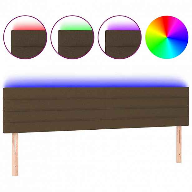 vidaXL Čelo postele s LED tmavě hnědé 160x5x78/88 cm textil
