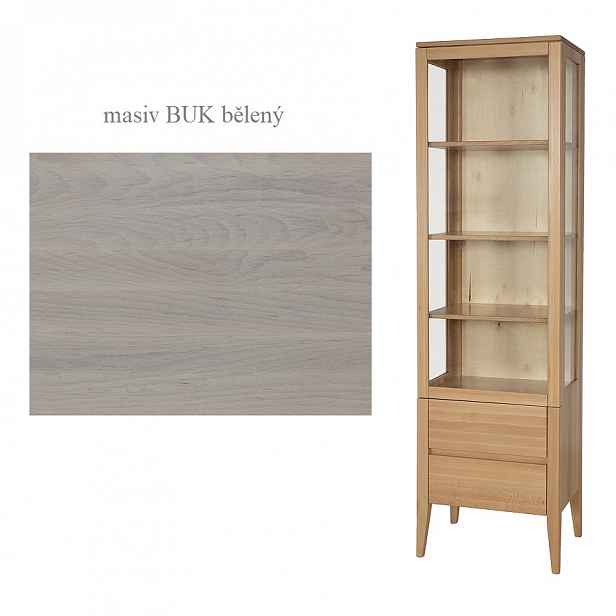 Prosklená vitrína FAUCARIA, levá, masiv buk/moření: buk bělený