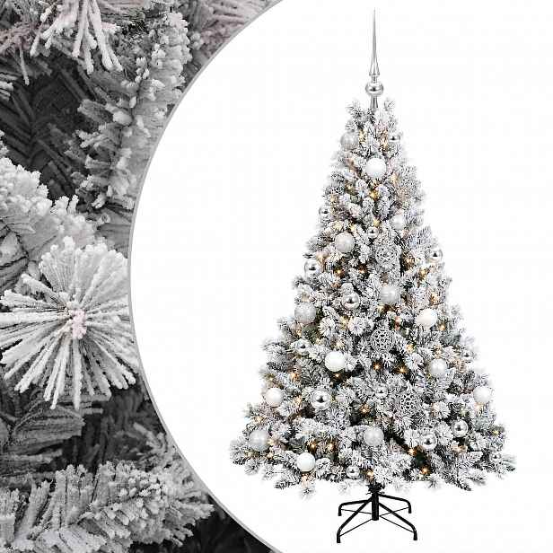 vidaXL Umělý vánoční stromek s baňkami 120 cm 150 LED Teplá bílá