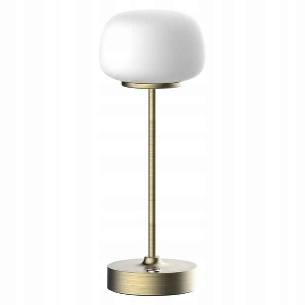 Stolní Led lampa zlatá skleněná bílá akumulátor lampa do ložnice Polux