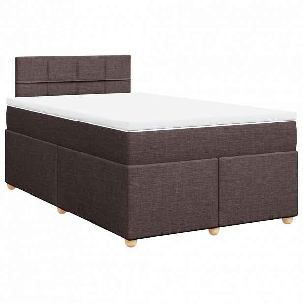 vidaXL Box spring postel s matrací tmavě hnědá 120x200 cm textil