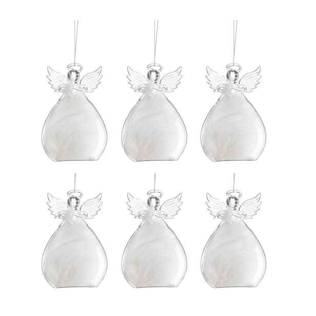 6ks vánoční skleněná ozdoba anděl s peříčky Angel - 8*11 cm J-Line by Jolipa