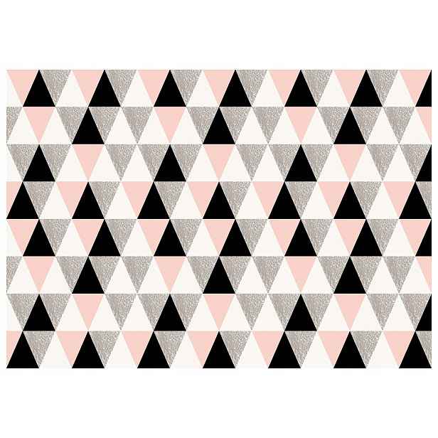 Fototapeta Geometrické trojúhelníky černá růžová stříbro bílá 208x146 lepidlo