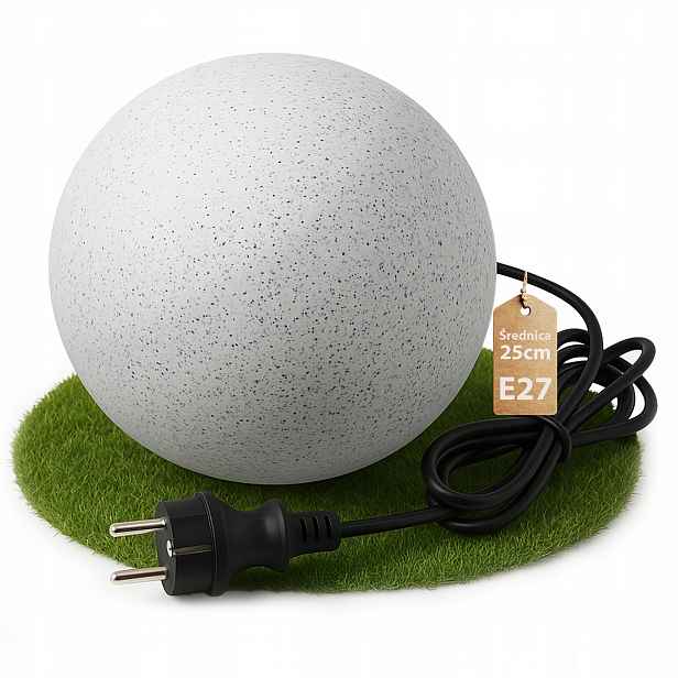 Zahradní lampa Kula do zahrady Led Kámen Beton Kabel 230V E27 25cm IP65