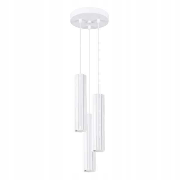 Sollux Závěsná lampa bílá kulatá 3 vroubkované tuby 30 cm nad ostrovní stůl