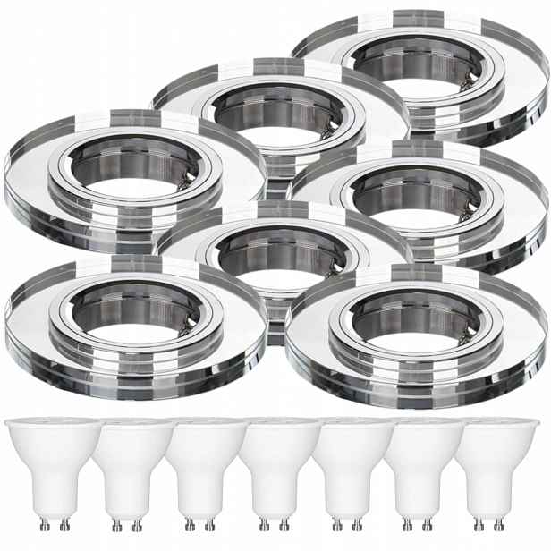 7 x Pevná Skleněná Stropní Lampa Halogenové Svítidlo Led Žárovky 3W