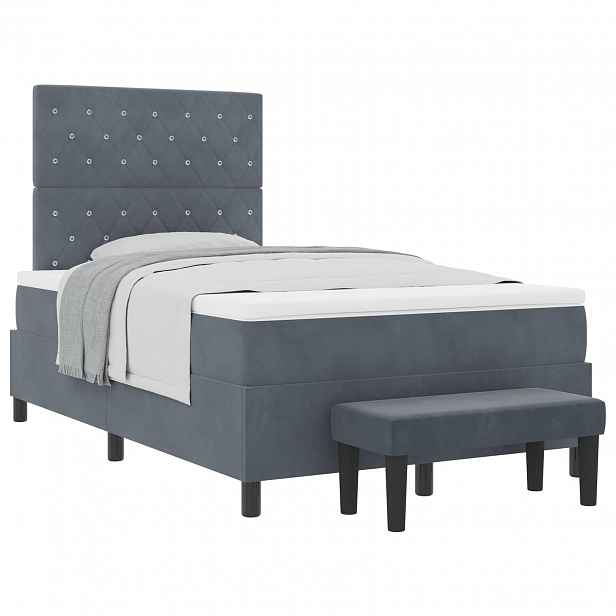 vidaXL Postel s boxspringem s čelo Tmavě šedá 200 x 120 cm samet
