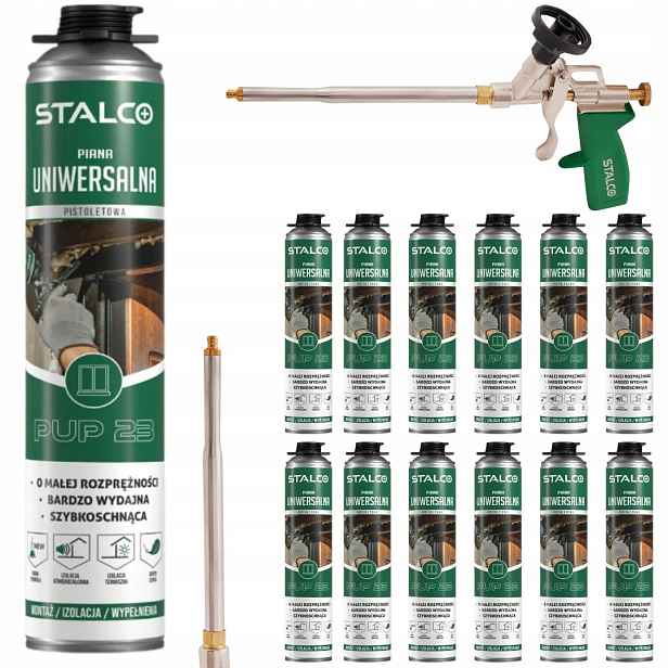 12 x Stalco Univerzální montážní pistolová pěna 750 ml, pistole na pěnu