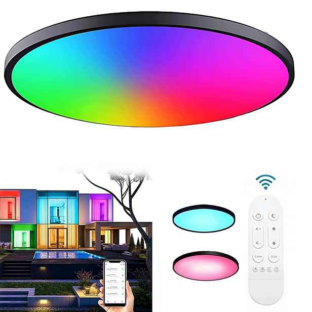 Lampa Stropní Svítidlo Led Rgb Bílá Cct 2700K-6500K Wifi Tuya Dálkový Ovladač Rf Aplikace