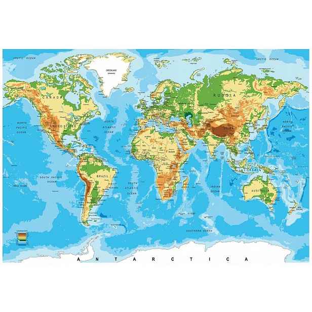 Fototapeta Kontinenty Mapa Světa Země 3D 208x146