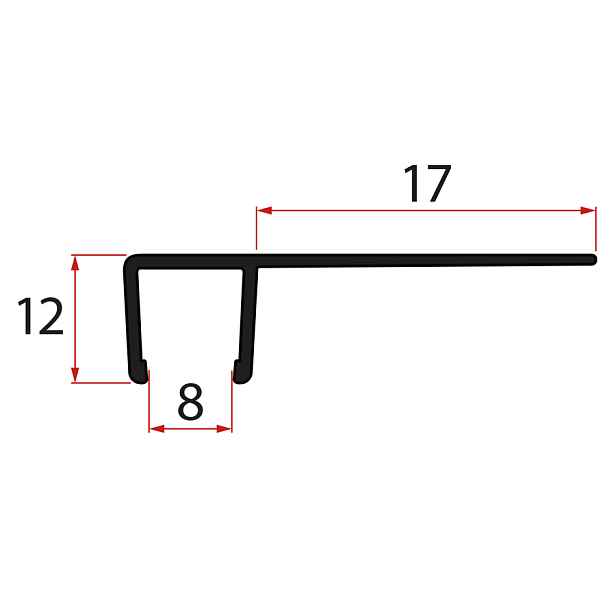 Gelco Set svislých těsnění pro sklo 8/8mm, 2000mm, černá (2ks)
