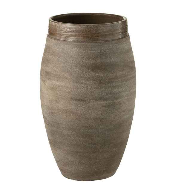 Hnědá antik keramická váza Gio Refuge - Ø 22*37 cm J-Line by Jolipa