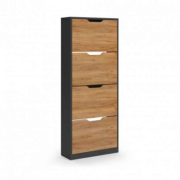 Vicco BOTNÍK NA BOTY Luca, Antracit/Zlatý mocný dub, 59 x 146 cm se 4 výklopnými přihrádkami