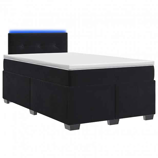 vidaXL Box spring postel s matrací a LED Černá 120 x 200 cm Samet