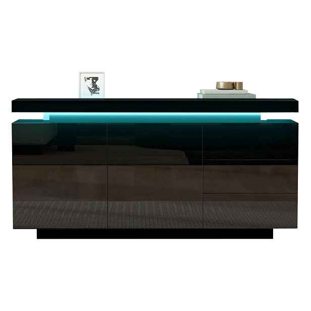 Modenvie SIDEBOARD 140/35/72,5 cm z dřevotřísky černá, s RGB LED osvětlením